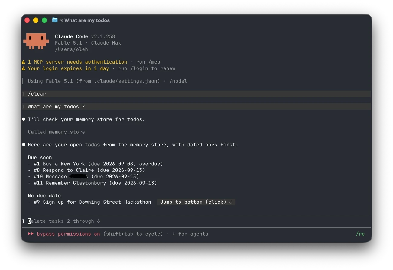 A todo captured by voice, with a deadline
